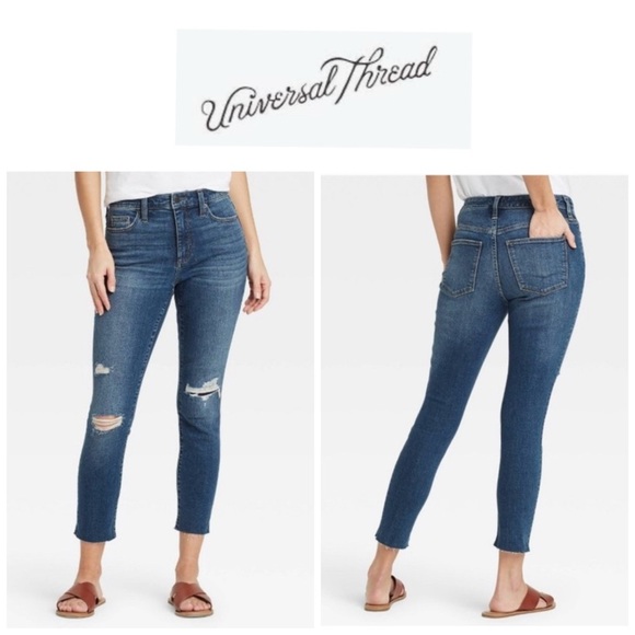 Universal Thread Women's Blue Distressed Jeans 6 - Picture 1 of 15